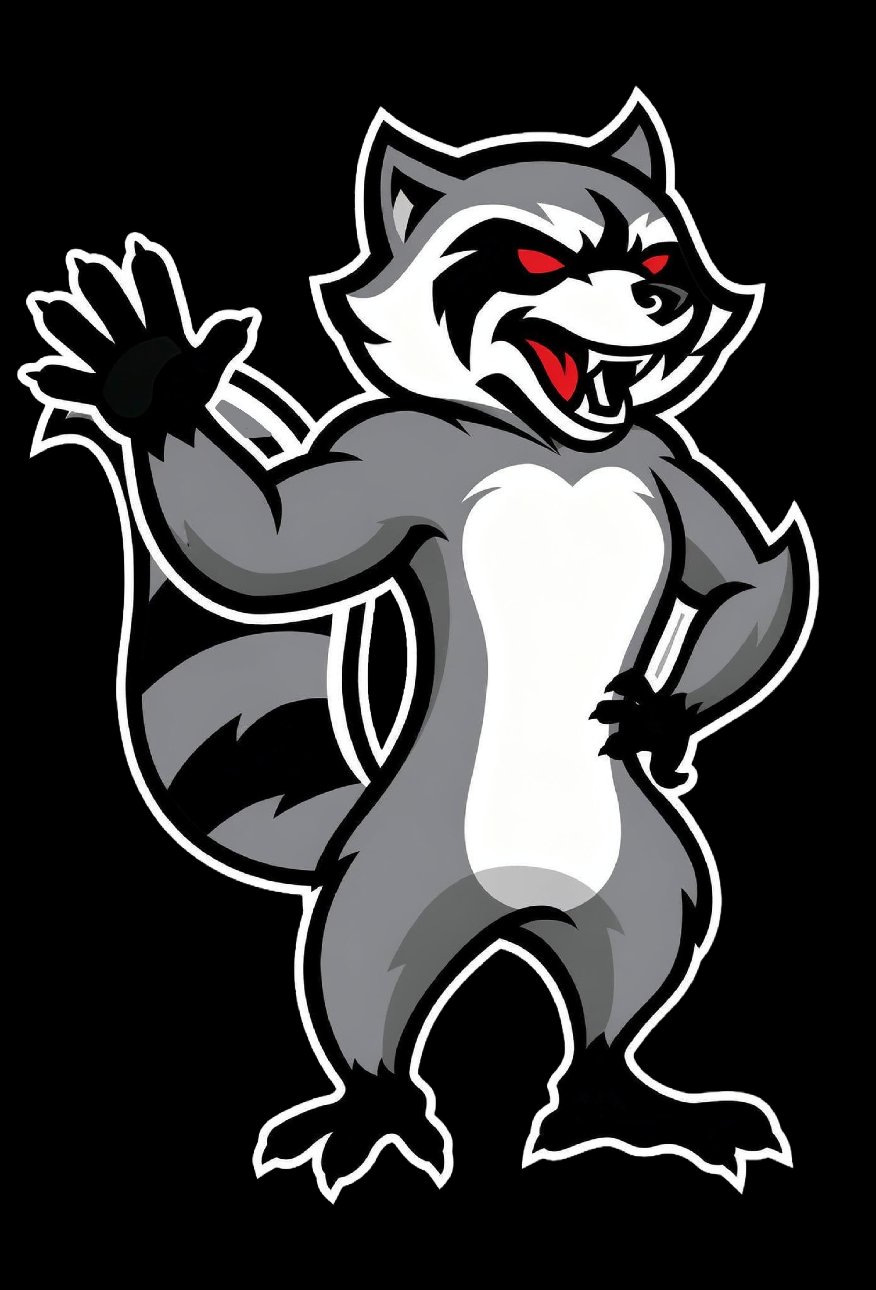 Cash For Cars raccoon mascot waving with a tool